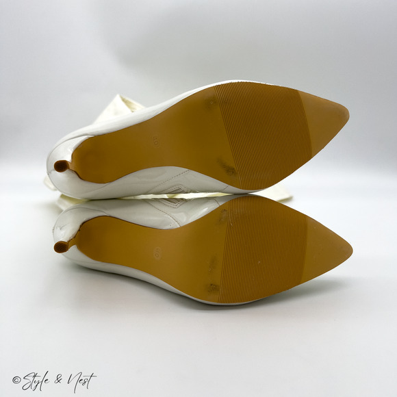 Faux Leather Thigh High Riding Stiletto Boots Y2K Rave Pointed Toe Women's 9 - Picture 4 of 8